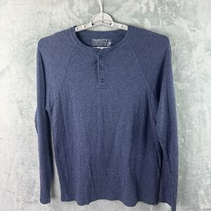 Faherty Cloud Cotton Henley Shirt Mens Large Blue Long Sleeve Soft Knit Tee